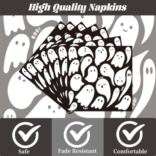 Halloween Ghost Party Decorations - 96 Pcs Black Spooky Tableware Set - Variation of Black Spooky
