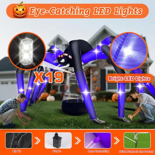 9FT Giant Outdoor Halloween Inflatable Spider Decoration - Realistic & Waterproof