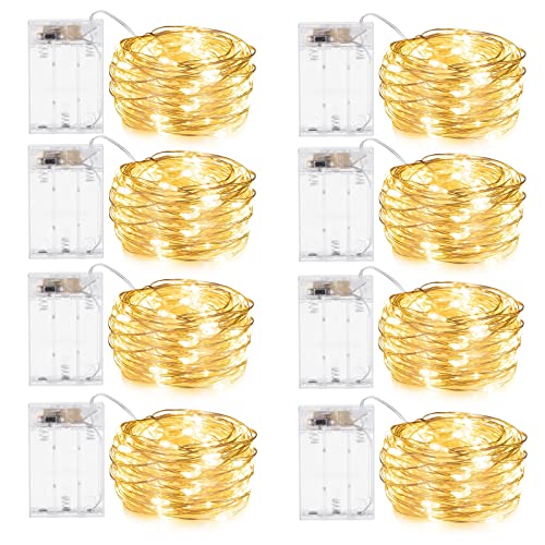 Battery Operated Fairy Lights 8 Pack 7ft Warm White String Lights - DIY Decor