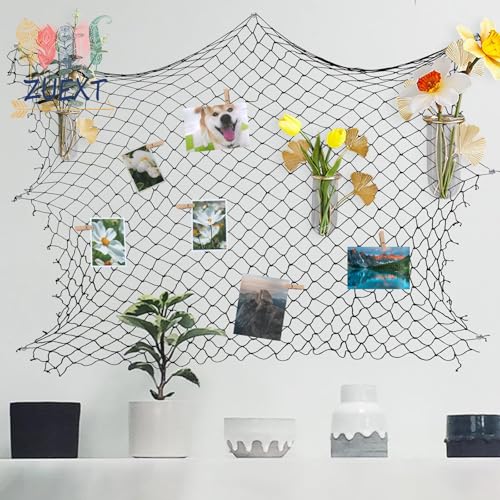 Black Cotton Fish Net Decor 5x10 ft - 3 Pack Handmade Nautical Wall Art