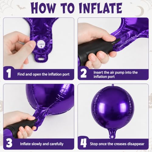 Dark Purple 4D Foil Balloons Set for Halloween Party Decorations - 15PCS Variation