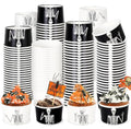 Halloween Skeleton Snack Cups - 50 Pack 8oz Disposable Black & White Party Bowls