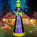 10FT Outdoor Inflatable Alien Halloween Decor with Cow & LEDs - Yard Prop