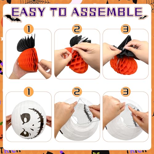 Halloween Office Decorations Kit with Pumpkin Lanterns & Banners - 13 Pieces