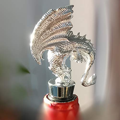 Dragon Wine Stopper Gothic Metal Alloy Bottle Stopper - Silver Variation