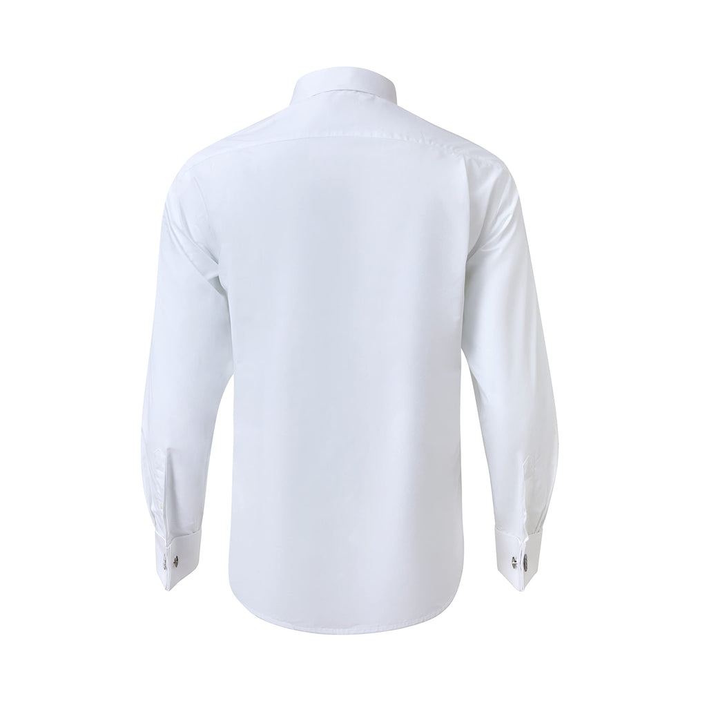 Year In Year Out French Cuff Wrinkle Free Dress Shirt for Men Regular Fit Long Sleeve Wrinkle Resistant Shirt(White 175A,L)