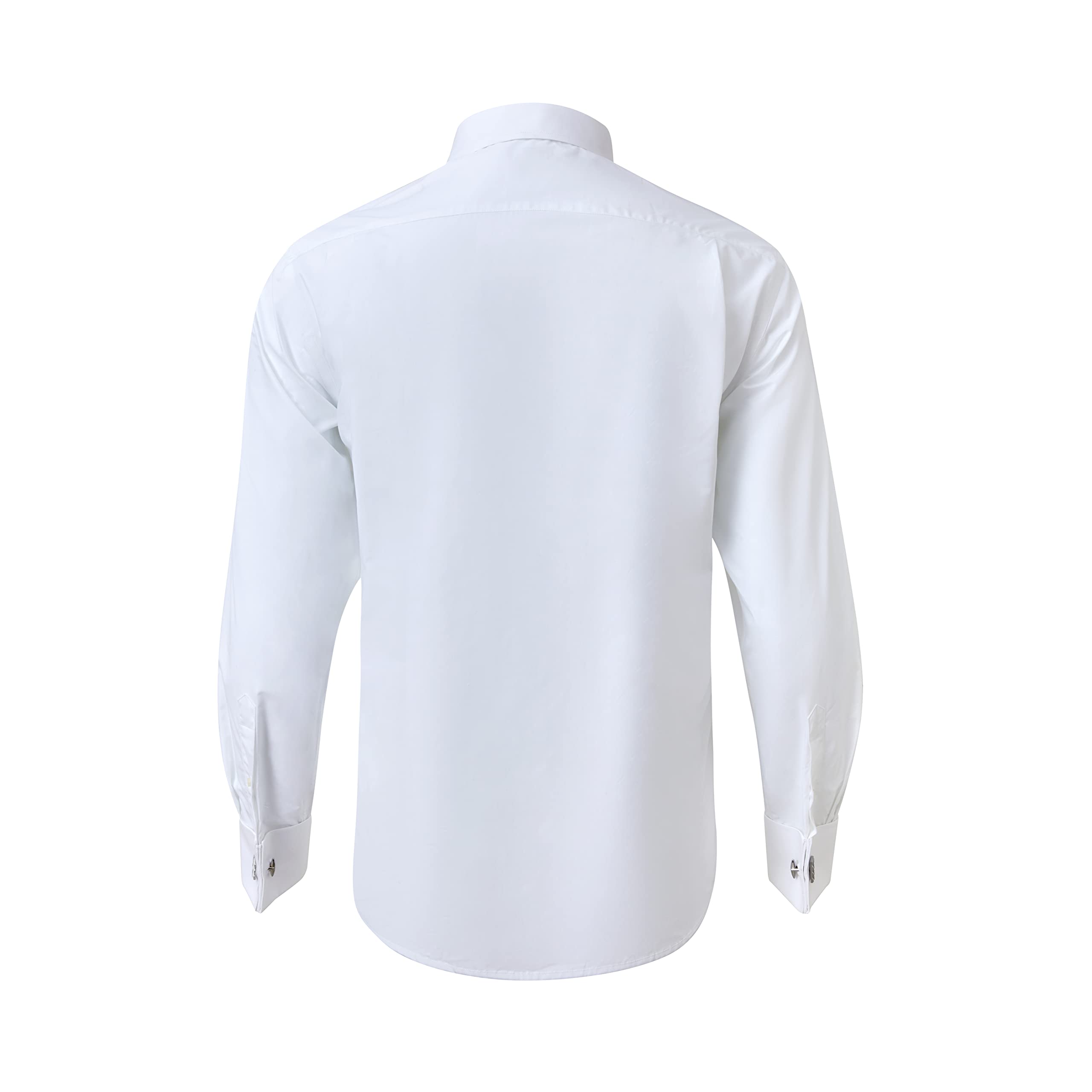 Year In Year Out French Cuff Wrinkle Free Dress Shirt for Men Regular Fit Long Sleeve Wrinkle Resistant Shirt(White 175A,L)