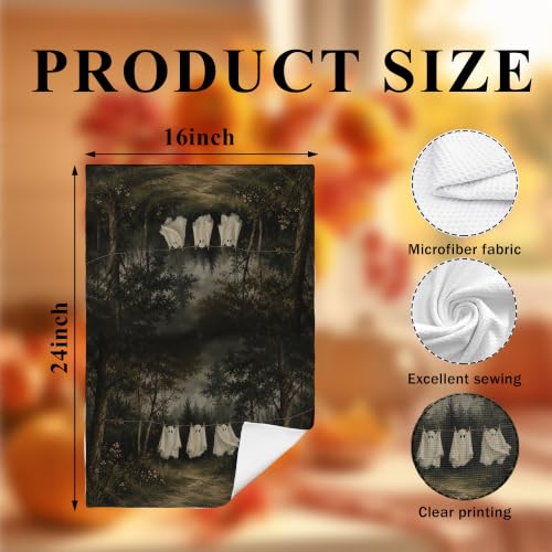 Dark Moody Halloween Ghost Hand Towels 16x24 Inch - 18 Color Variations