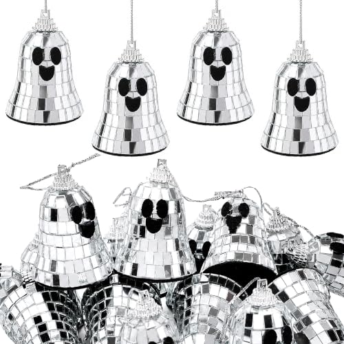 Halloween Disco Ghosts Decor - 16 Reflective Mirror Ornaments for Party & Home