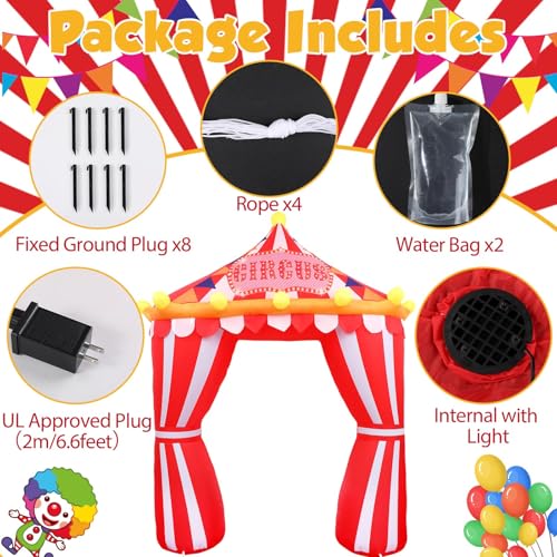 10ft Circus Inflatable Arch Halloween Carnival Party Decoration with LED Lights