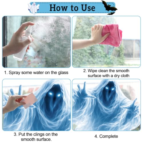 Large Halloween Ghost Window Clings - 2 Sheets Spooky Decals for Indoor Outdoor Home Office