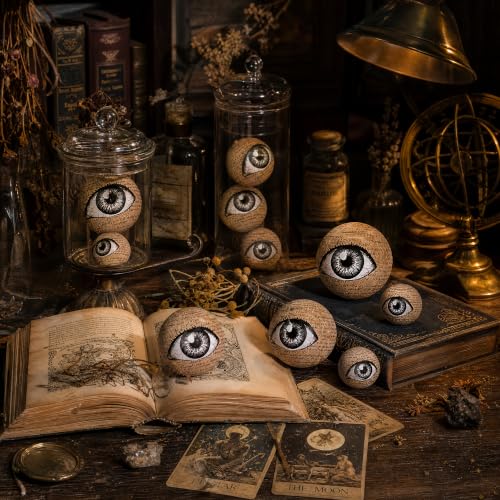 Halloween Eyeballs Orbs Set - 8 Realistic Scary Decorative Balls in 3 Sizes