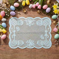 Blue Eggs Lace Easter Placemats Set of 4 - 12x18 Inch Rectangular Table Mats for Weddings & Parties