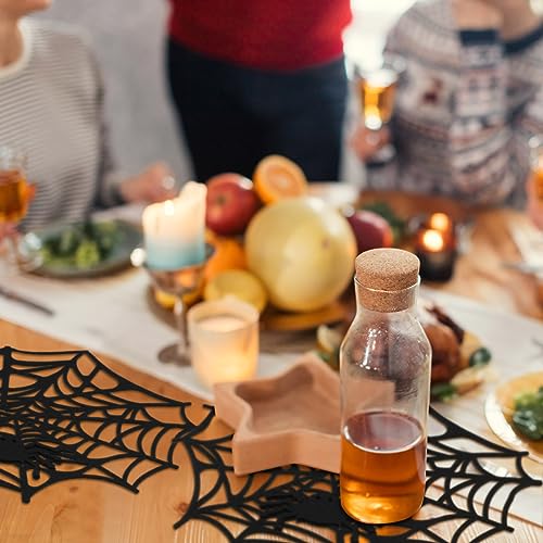 12 Pcs Halloween Spider Web Placemats - 13 Inch Felt Table Mats, Spooky Decor