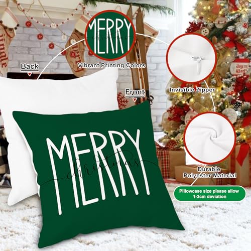 Christmas Pillow Covers 26x26 Inches Set of 4 - Red & Green Holiday Decor