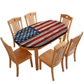 Custom Fitted Oval Tablecloth with American Flag - 60 x 42 Inch, Elastic Edge, Personalized Picnic & Party Cover