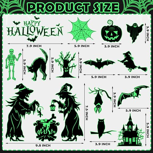 Glow in The Dark Halloween Car Magnet Set - 16 Decorative Magnetic Decals