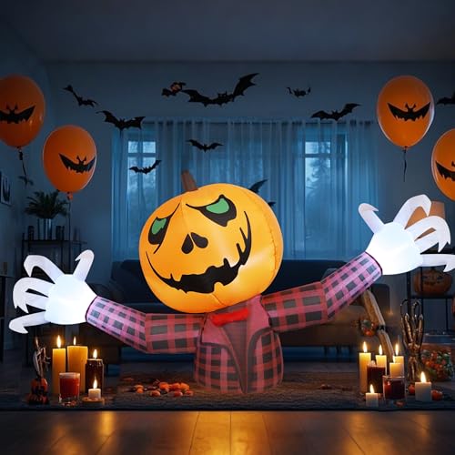 7FT Halloween Inflatable Pumpkin Ghost Decor for Yard Outdoor Party