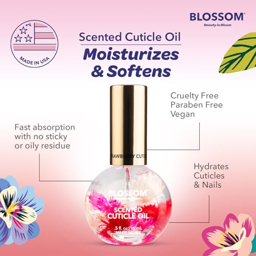 Strawberry Scented Blossom Cuticle Oil for Nails - 0.5 Fl Oz - Natural Nail Care