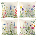 Spring Pillow Covers 20x20 Inch Set of 4 - Floral Farmhouse Decorative Pillowcases - Spring / 20" x 20" (Pack of 4)