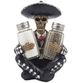 Dia de Los Muertos Skeleton Salt and Pepper Shaker Set with Decorative Figurine Holder
