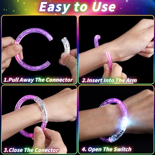 LED Glasses and Bracelets Party Supplies - 120 Pcs Neon Glow in the Dark Set - Kid & Adult Rave Birthday Halloween Wedding