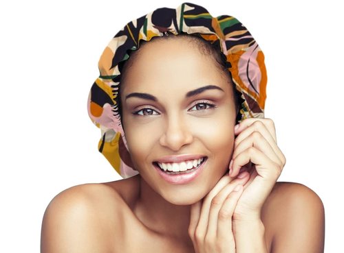 Glow By Daye Satin Bonnet, Double-Layered and Adjustable Satin Sleep Cap, Extra Large, Reversible, Empress of The Sun