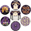 Halloween Ghost Coasters Set of 6 with Purple Witchy Variation - Ceramic Drink Mats