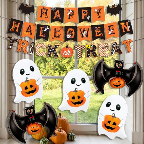Halloween Decorations Bat Banner Ghost Balloons Party Supplies - Black