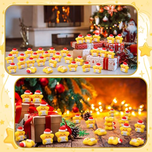 50 Pcs Xmas Star Inspirational Rubber Figures - Holiday Motivational Gifts