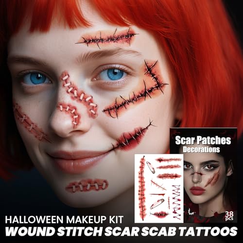 Halloween Zombies Fake Scars Temporary Tattoos - Classic Scar Design