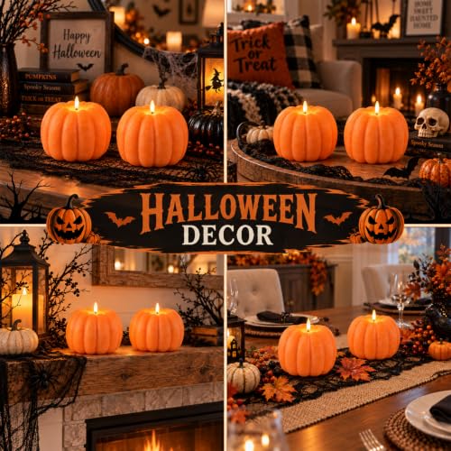 Fall Decor Flameless Pumpkin Candle with Remote & Timer - Real Wax, 5.6 Inch