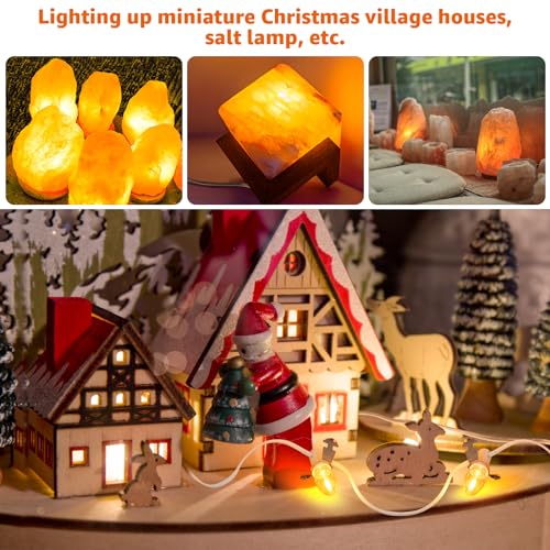 Christmas Village Lights with 10 LED Bulb and Clips - Snow Village C7 String Lights