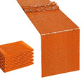 12x108 Inch Sequin Table Runner Set - 6 Pieces Orange Glitter Event Decor
