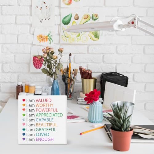 Positive Affirmations Wall Decor for Girls and Women - Inspirational Wooden Sign