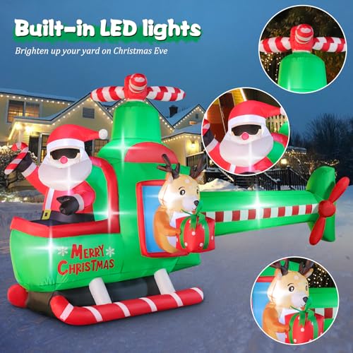 8.5 FT Christmas Inflatable Santa Helicopter with LED Lights for Outdoor Yard Decor