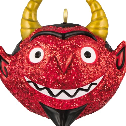 Darling Little Devil Halloween Ornament - Red Glitter, Gold Horns, Miniature Christmas Tree Decor - Variation 2026