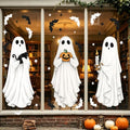 Large Halloween Ghost Window Clings - White Ghost, Double-Sided Stickers, 3 Sheets