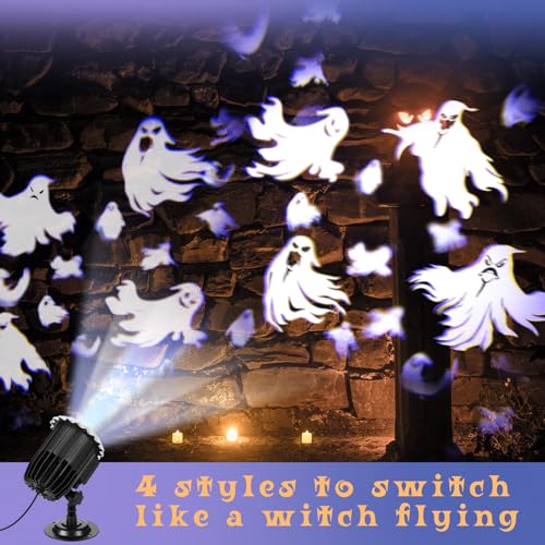 Halloween Ghost Projector Light with LED Film Slides - Spooky Home Decor