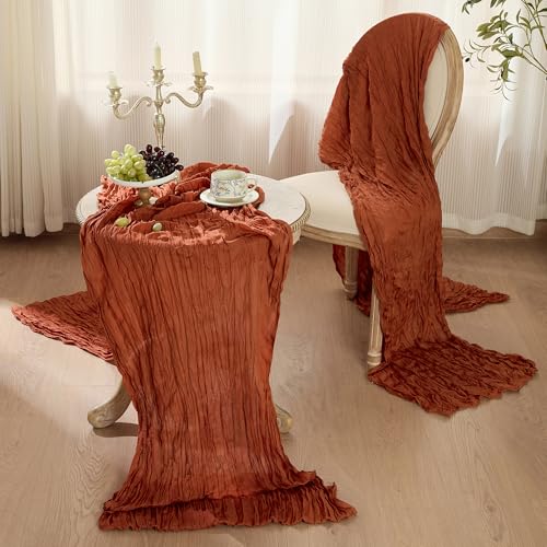 6 Pack Terracotta Cheesecloth Table Runner - Boho Gauze Fall Decor 10ft