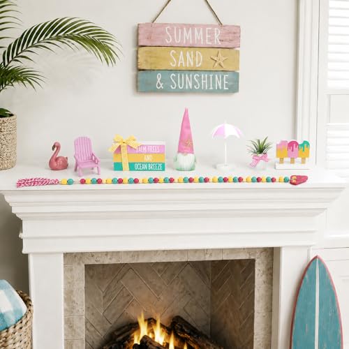 Summer Beach Tiered Tray Decor Set - Pastel Coastal Home Accent - Variation of THIS listing