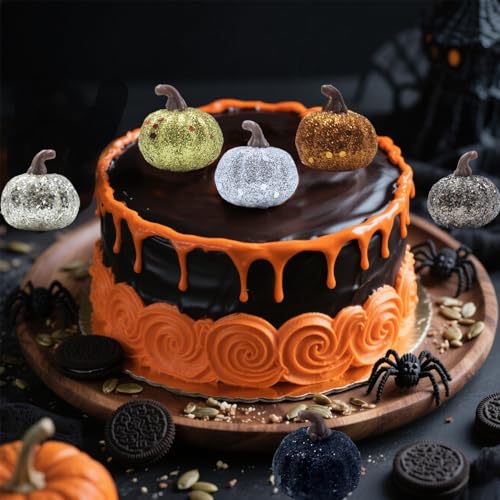 30Pcs Fall Pumpkin Ornaments - Mini Rustic Hanging Decorations for Autumn & Holiday Tree