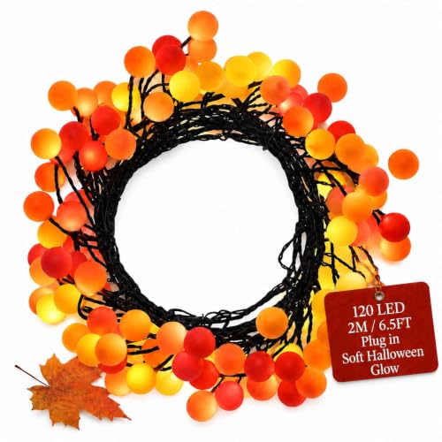 120 LED Berry Cluster Christmas String Lights - Plug In Indoor/Outdoor Orange Red Yellow - 6.5ft - Variation of THIS listing