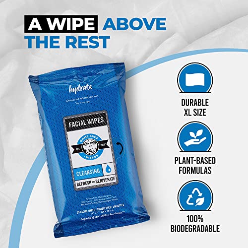 Game Face Cleansing Face Wipes 25 Count Pack XL Size Biodegradable Hydrating Refreshing for Sport & On-the-Go — Variation of THIS listing