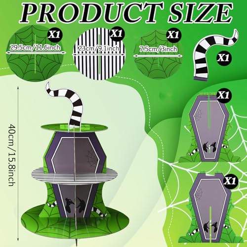 3-Tier Halloween Cupcake Stand with Spiderweb Design - Spooky Dessert Tower