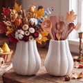 2-Piece 6-Inch Fall Pumpkin Vase Set Ceramic DIY Autumn Decor - Unpainted, White - Variation 2