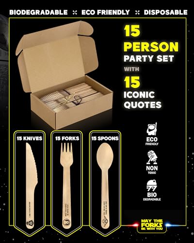 Disposable Wooden Cutlery Set 45 pcs - Eco-Friendly Party Favors