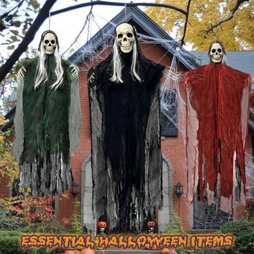 Halloween Hanging Skeleton Ghost Decorations Set - Spooky Outdoor Indoor Decor