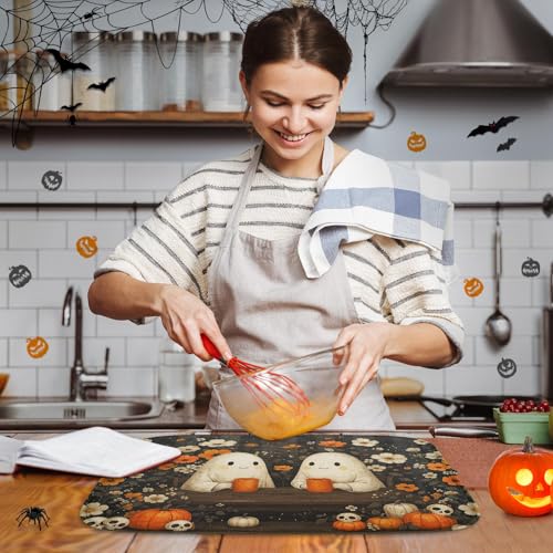 Halloween Ghost Absorbent Dish Drying Mat 18 x 24 Inches Kitchen Accessory - Cute Ghost Variation