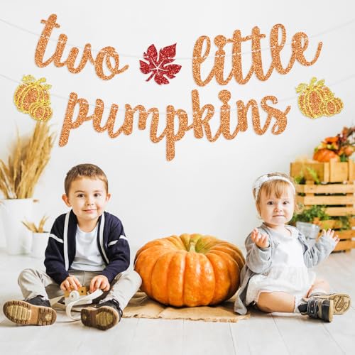 Twins Pumpkin Birthday Banner - Fall Halloween Baby Shower Decorations